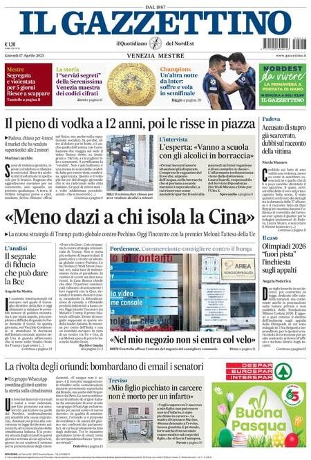 anteprima della prima pagina di Il Gazzettino