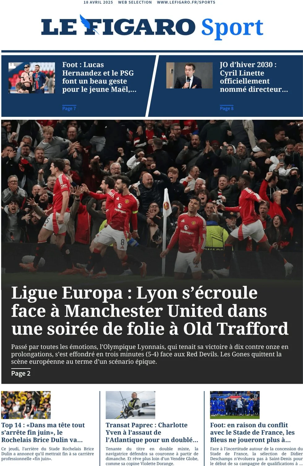 anteprima della prima pagina di Le Figaro SPORT