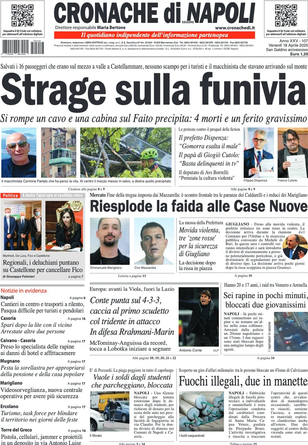 anteprima della prima pagina di Cronache di Napoli
