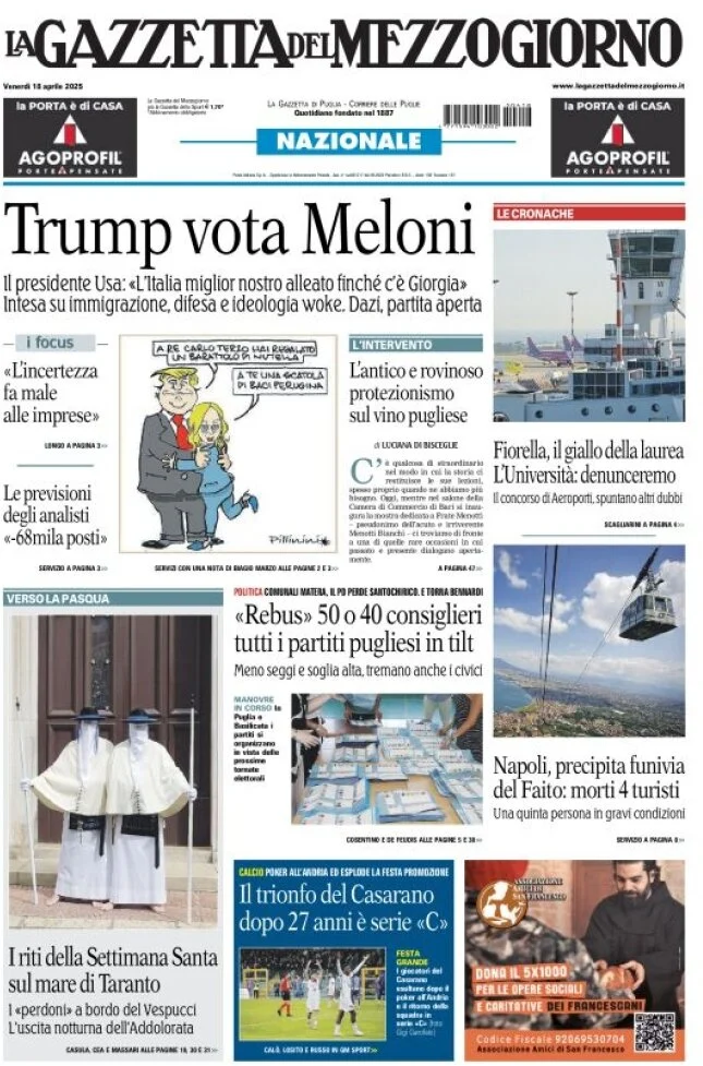 anteprima della prima pagina di La Gazzetta del Mezzogiorno (Bari)