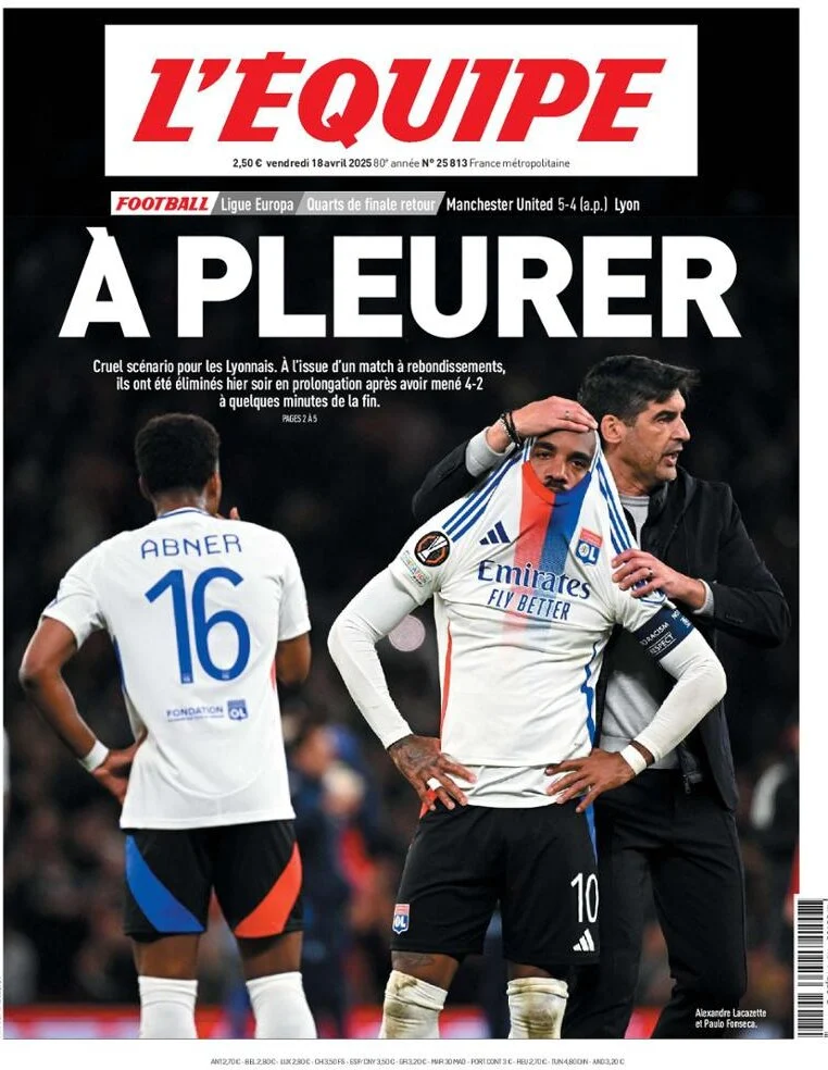 anteprima della prima pagina di L'Equipe