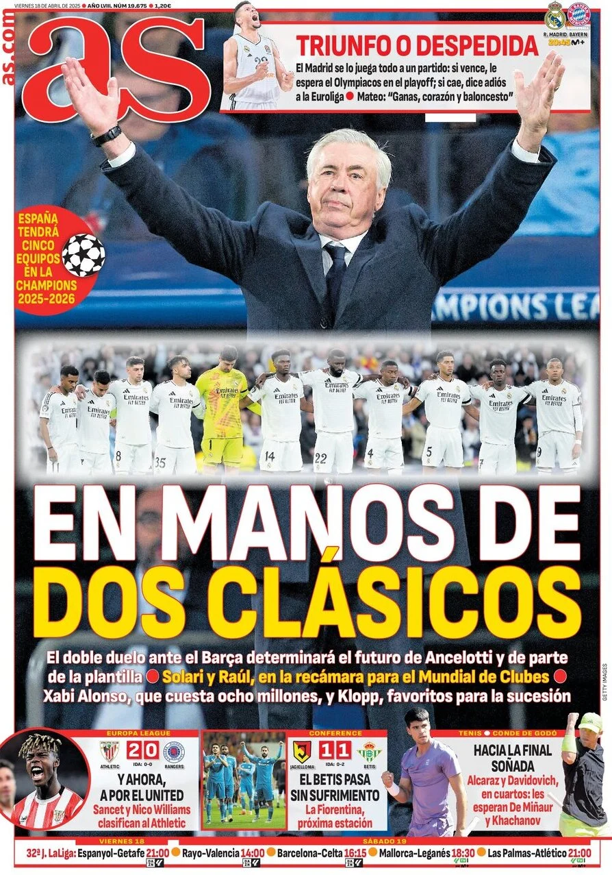anteprima della prima pagina di AS (Madrid)
