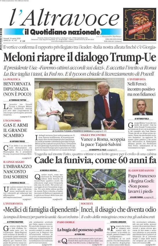 anteprima della prima pagina di Il Quotidiano del Sud L'Altravoce