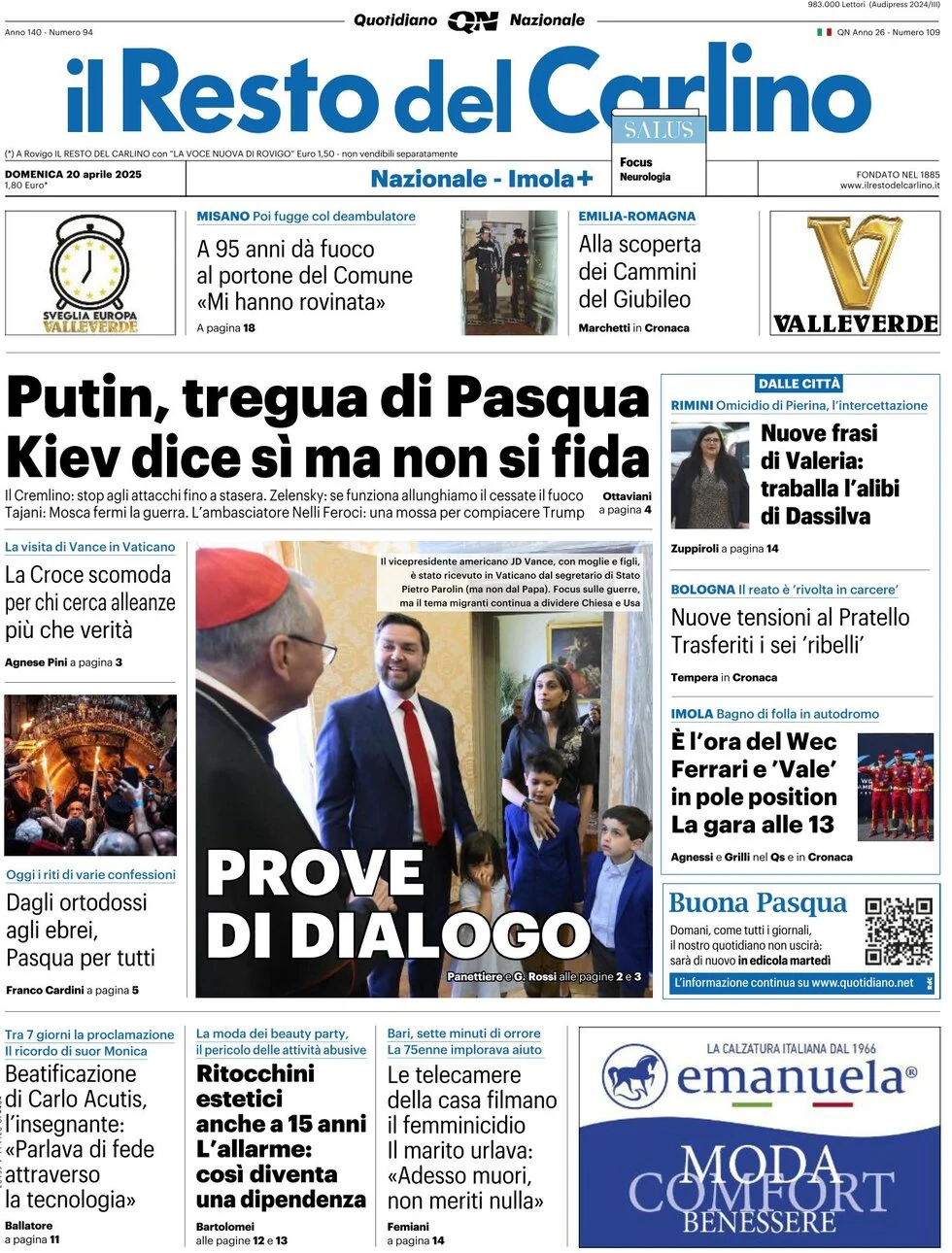 anteprima della prima pagina di il-resto-del-carlino del 23/04/2025