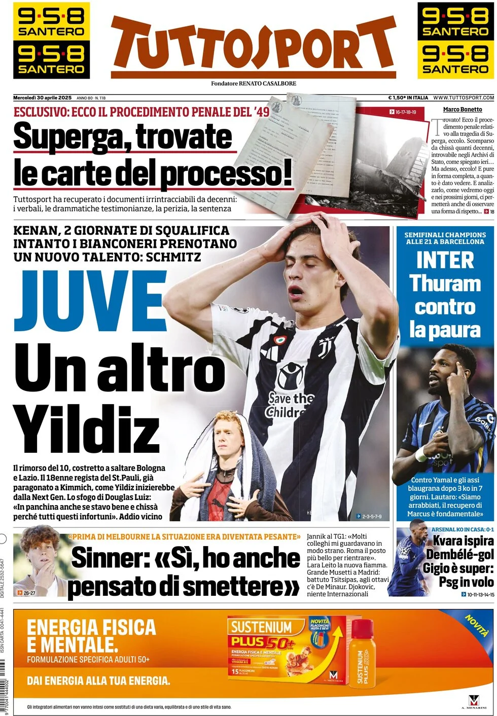 anteprima della prima pagina di tuttosport del 30/04/2025