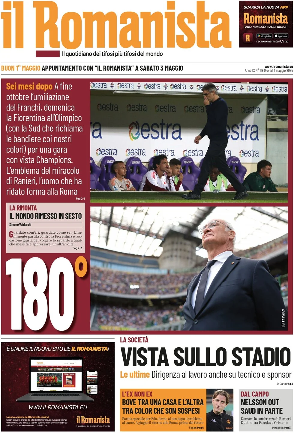 anteprima della prima pagina di il-romanista del 01/05/2025
