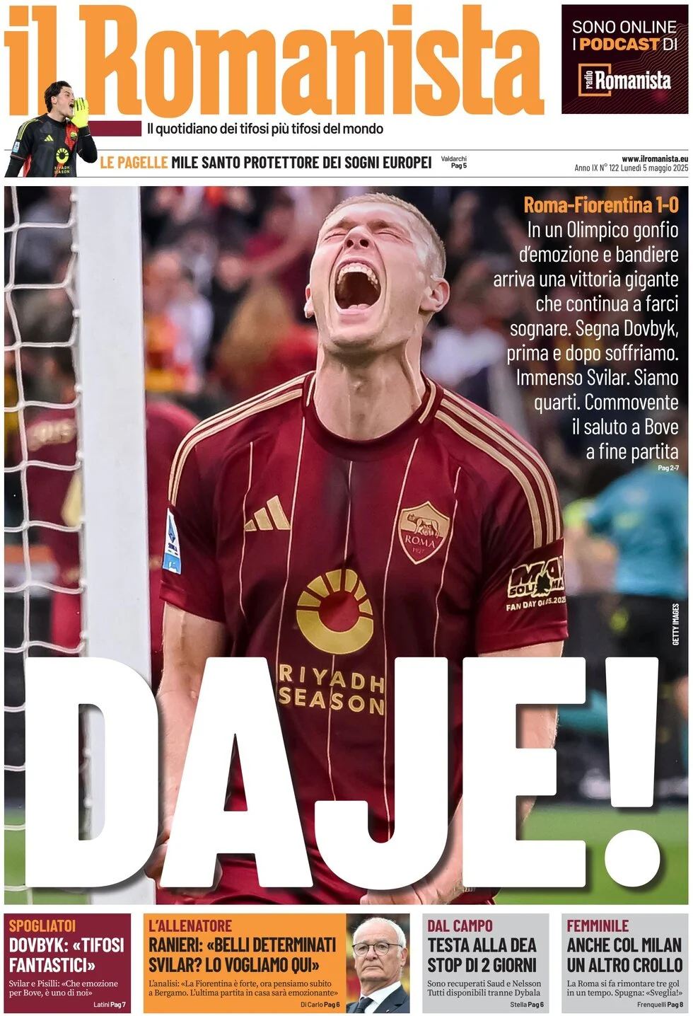 anteprima della prima pagina di il-romanista del 05/05/2025