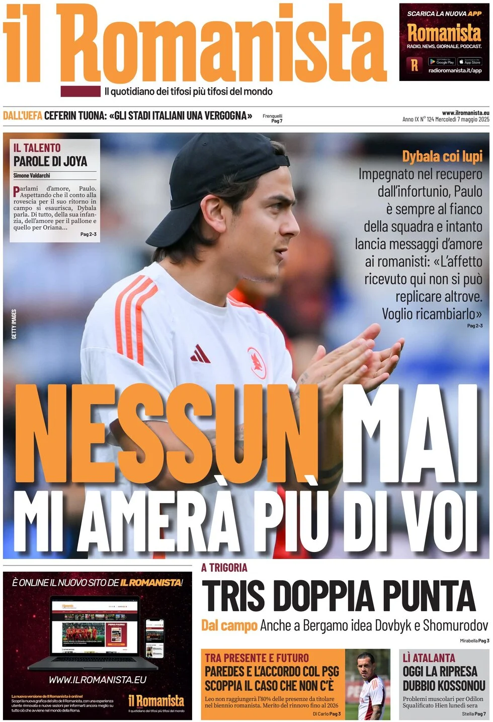 anteprima della prima pagina di il-romanista del 07/05/2025