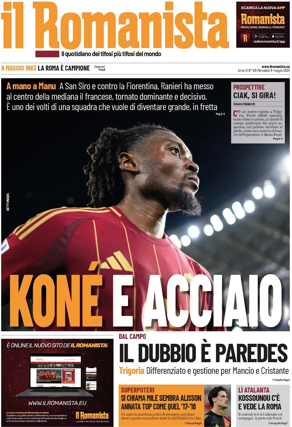 anteprima della prima pagina di il-romanista del 08/05/2025