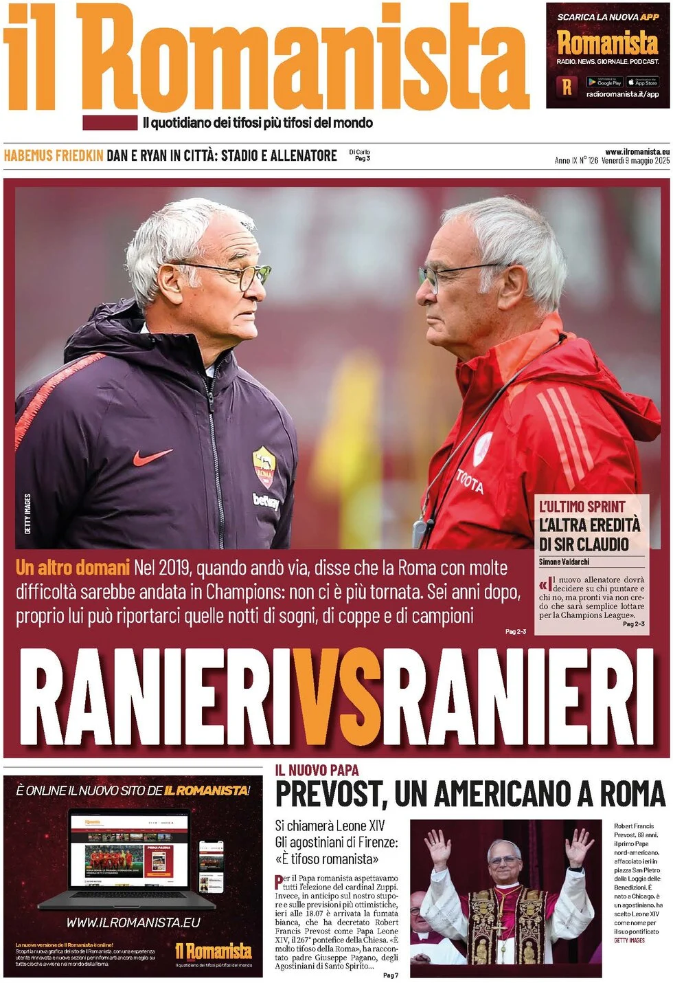 anteprima della prima pagina di il-romanista del 10/05/2025