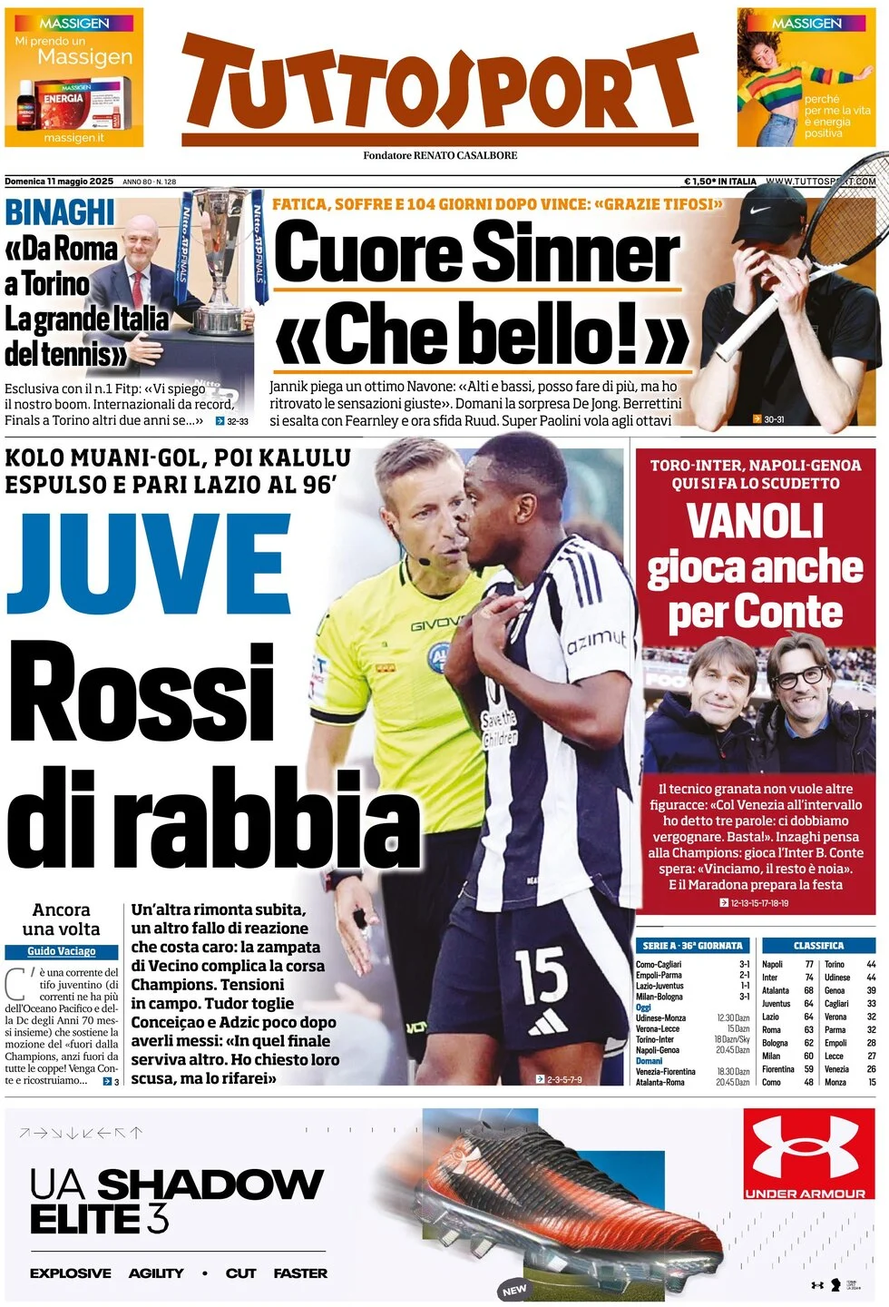 anteprima della prima pagina di tuttosport del 11/05/2025