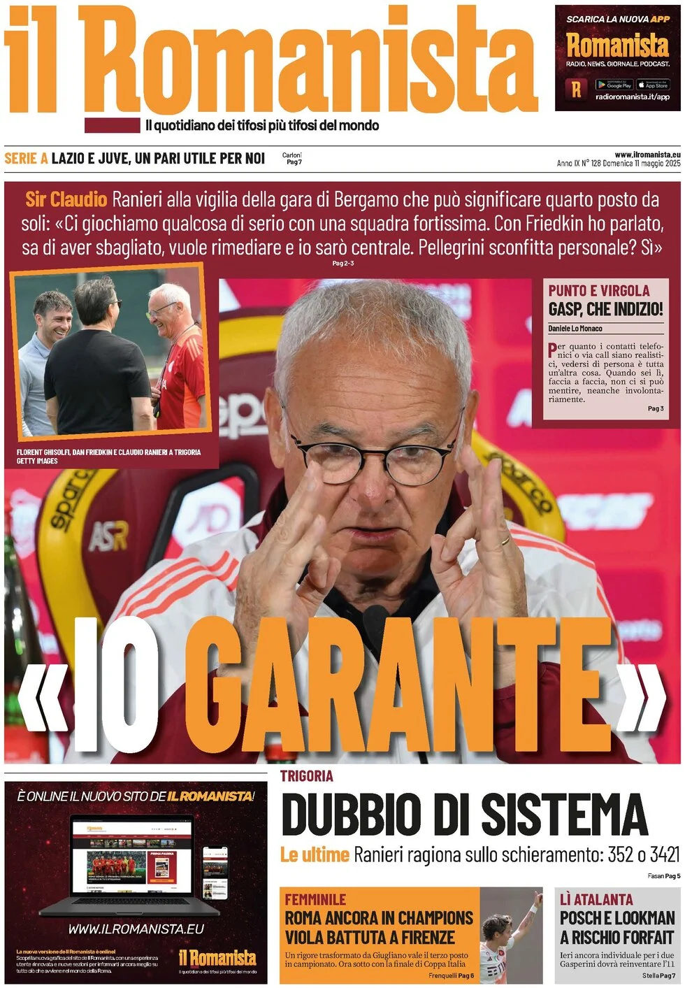 anteprima della prima pagina di il-romanista del 11/05/2025
