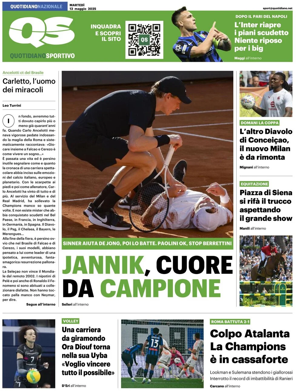 anteprima della prima pagina di qs-quotidiano-sportivo del 13/05/2025