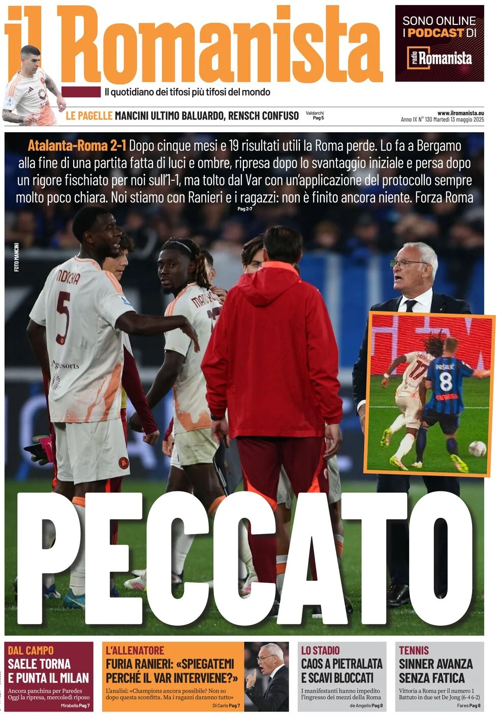 anteprima della prima pagina di il-romanista del 13/05/2025