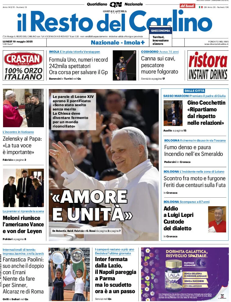 anteprima della prima pagina di Il Resto del Carlino