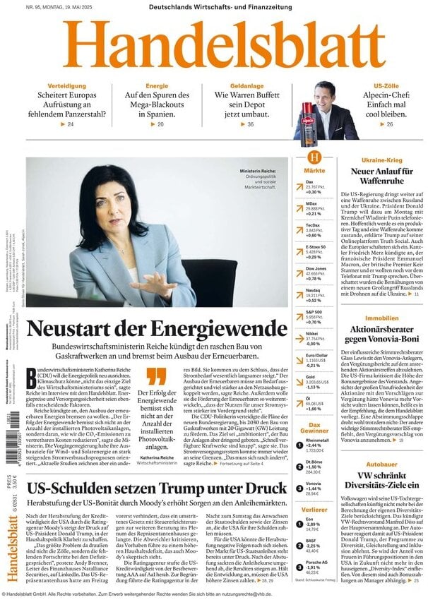anteprima della prima pagina di Handelsblatt