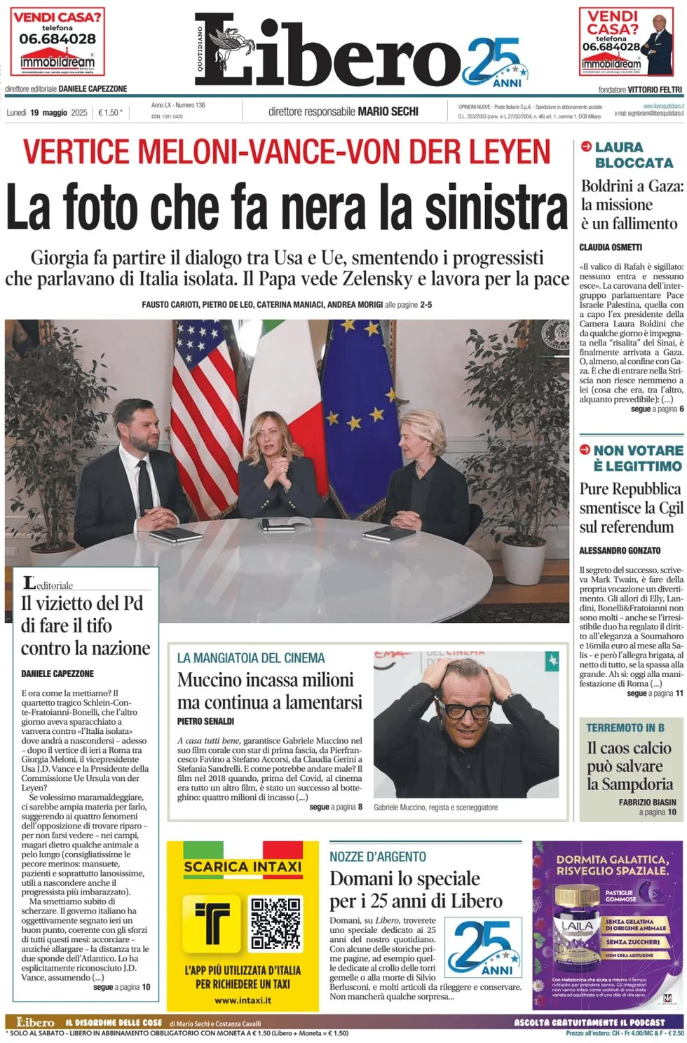 anteprima della prima pagina di Libero Quotidiano