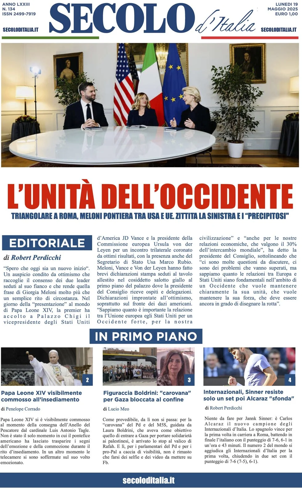 anteprima della prima pagina di Secolo d'Italia