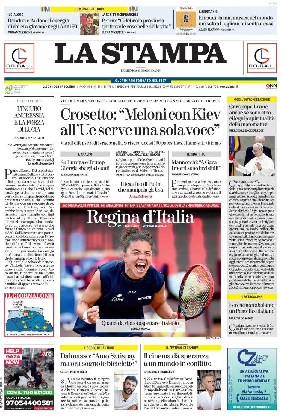 anteprima della prima pagina di La Stampa