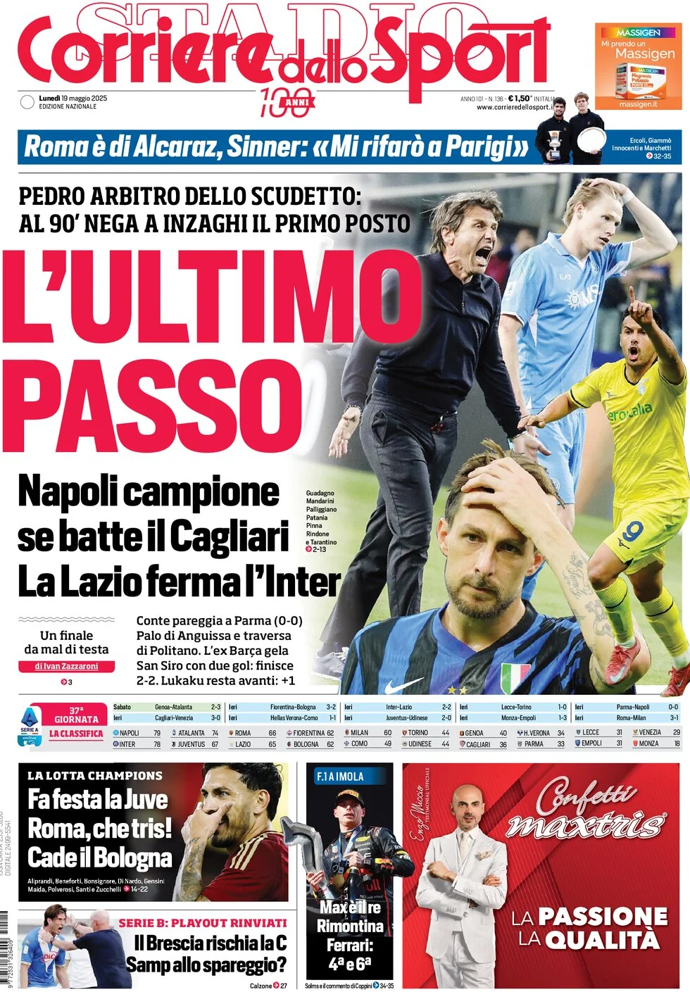 anteprima della prima pagina di Corriere dello Sport