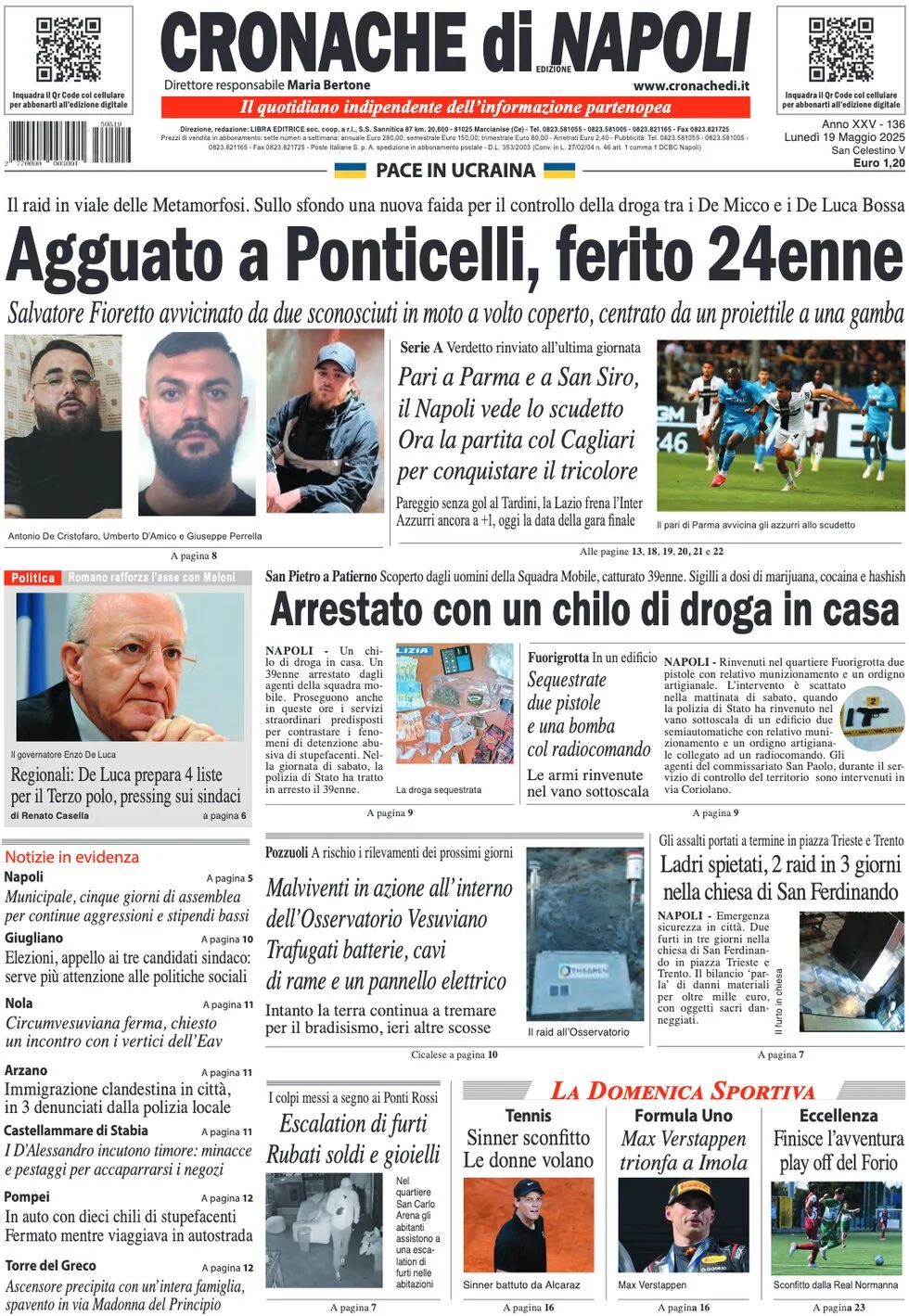 anteprima della prima pagina di Cronache di Napoli
