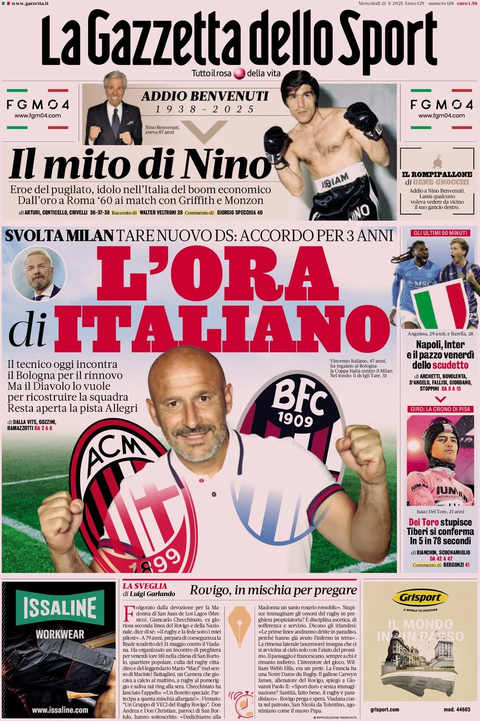 anteprima della prima pagina di la-gazzetta-dello-sport del 21/05/2025