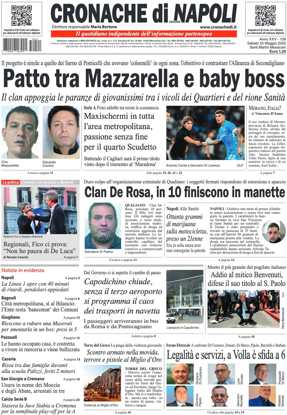 anteprima della prima pagina di cronache-di-napoli del 21/05/2025