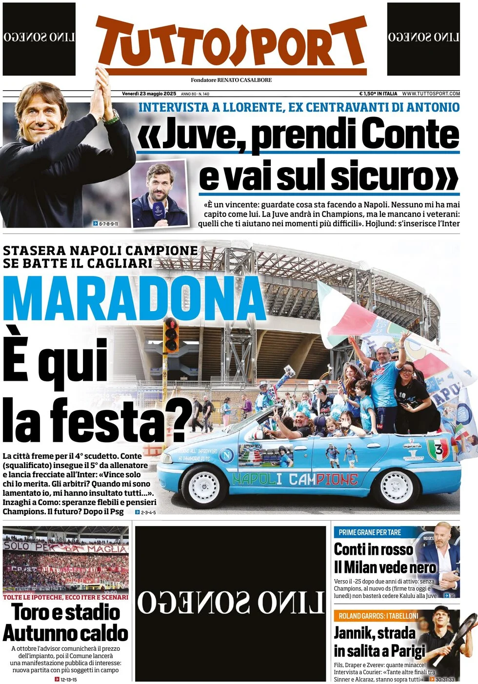 anteprima della prima pagina di Tuttosport