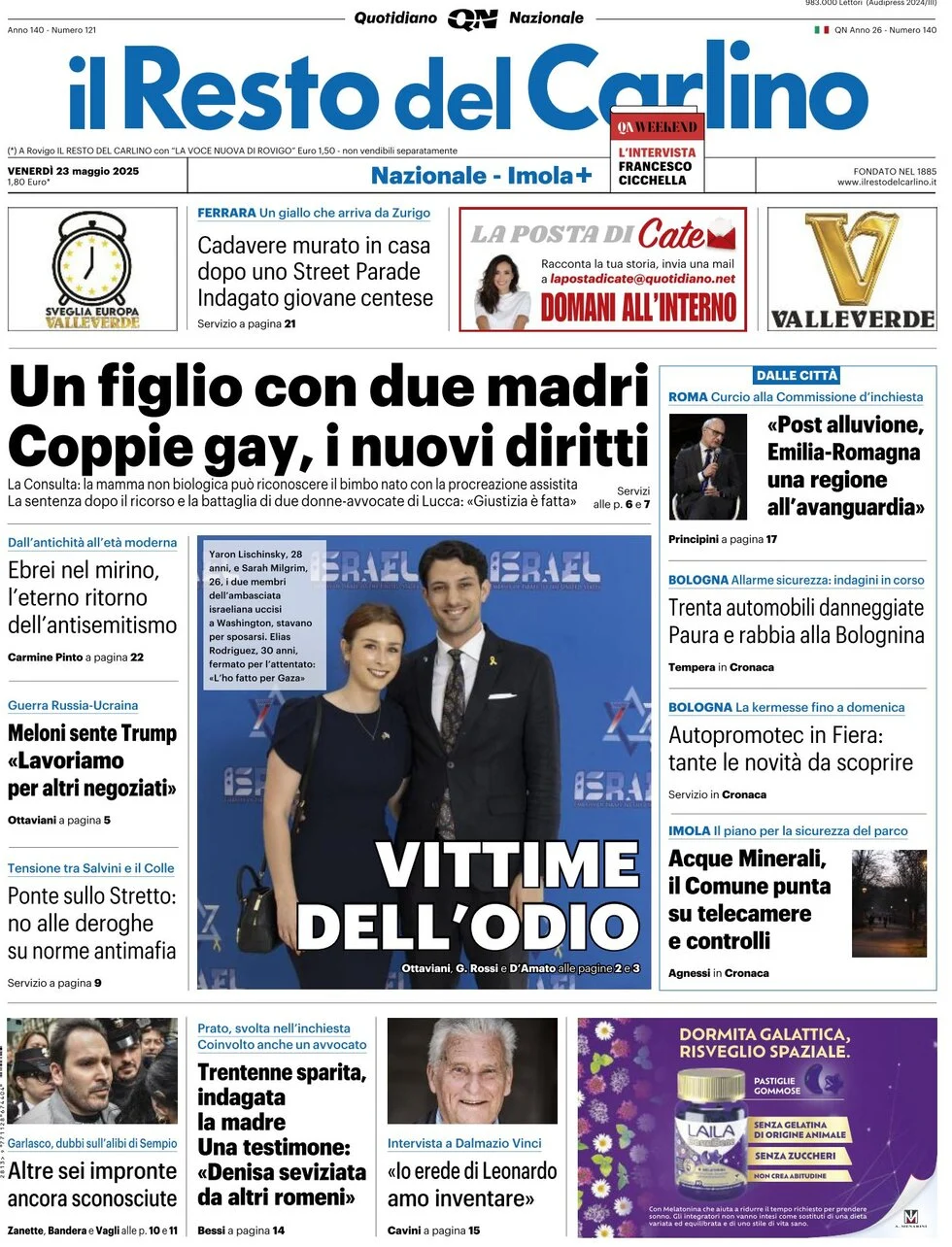anteprima della prima pagina di Il Resto del Carlino