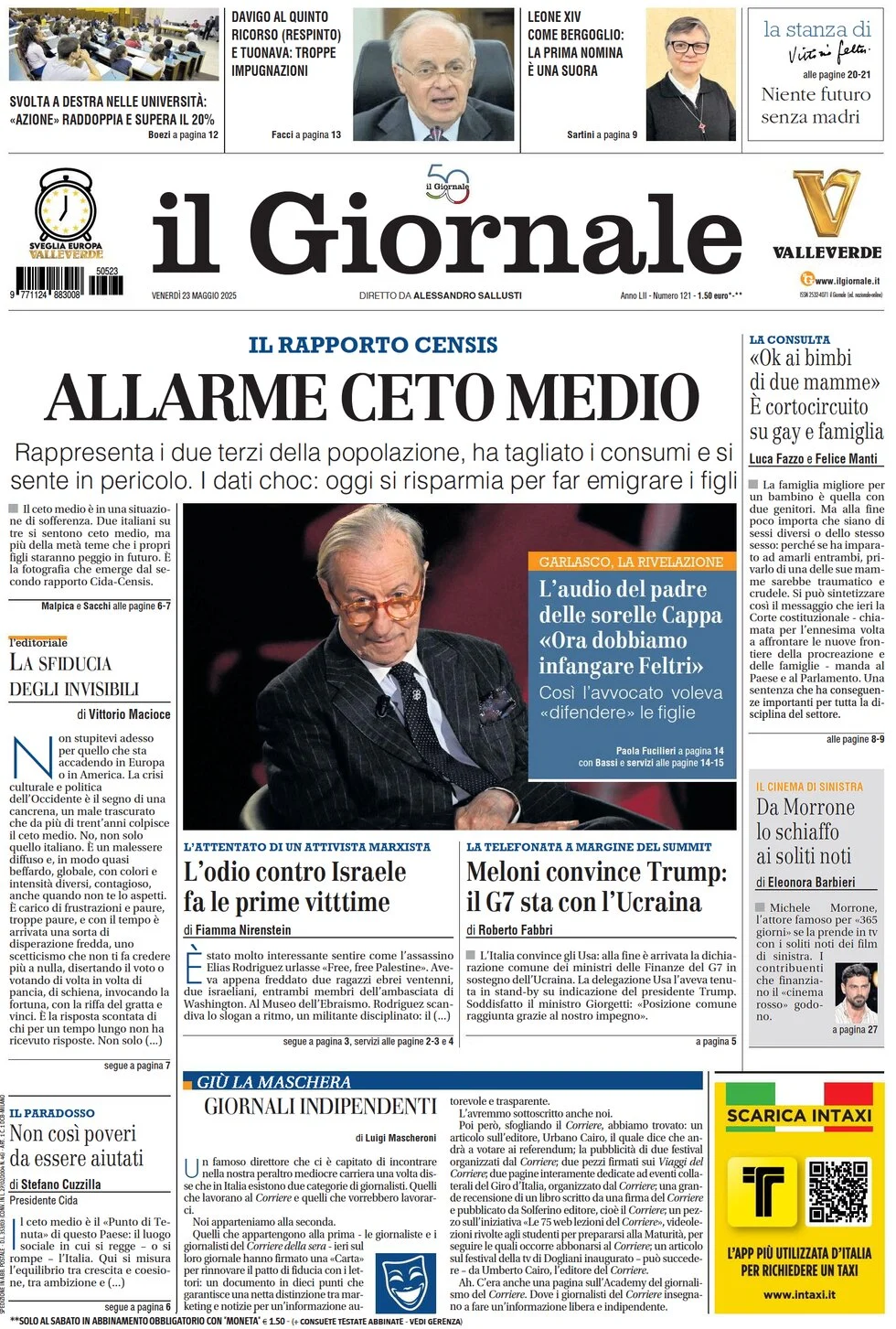 anteprima della prima pagina di Il Giornale