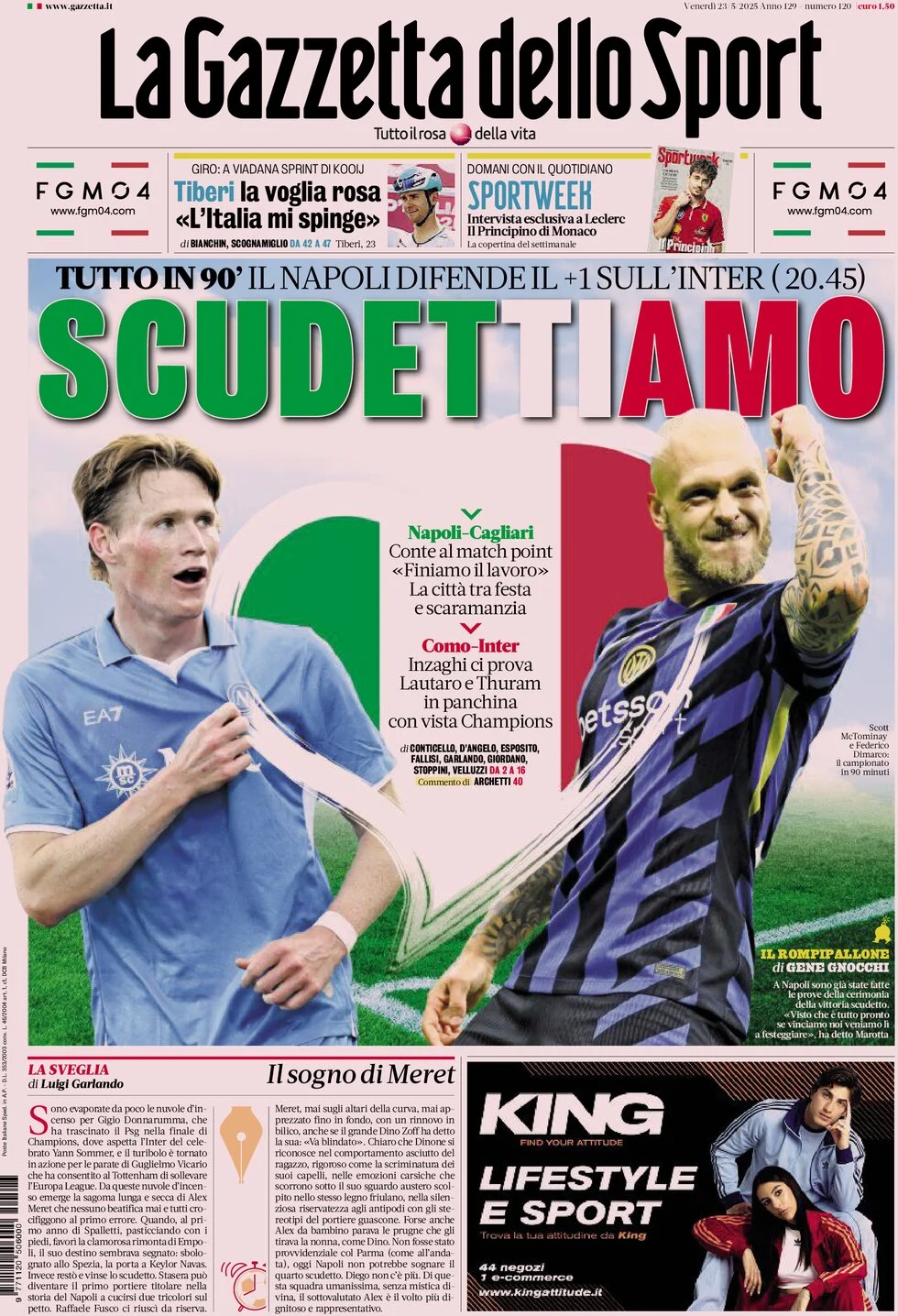 anteprima della prima pagina di La Gazzetta dello Sport