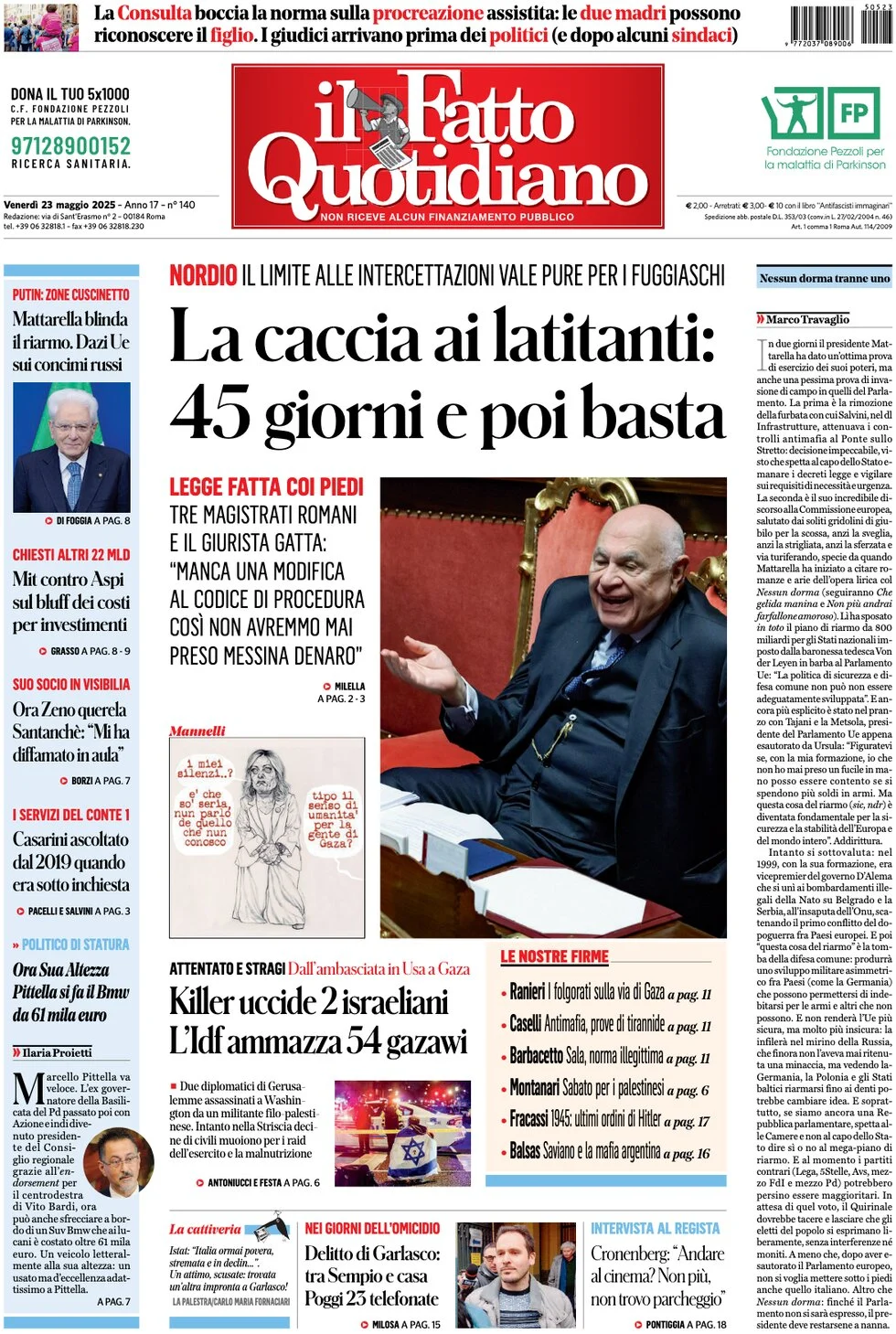 anteprima della prima pagina di Il Fatto Quotidiano