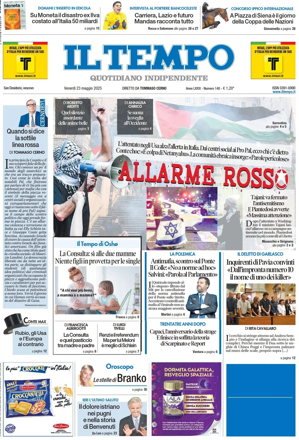anteprima della prima pagina di Il Tempo