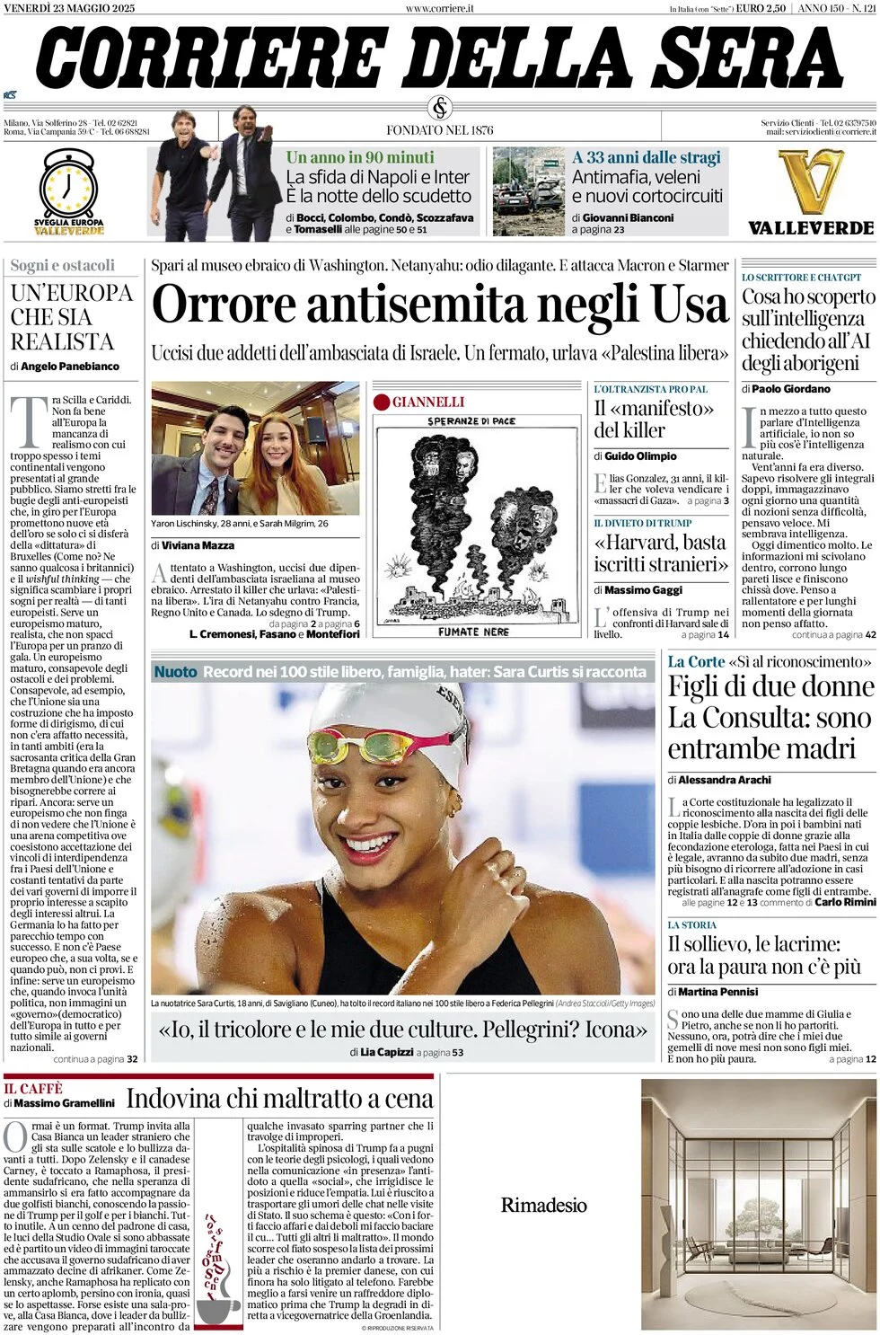 anteprima della prima pagina di Corriere della Sera