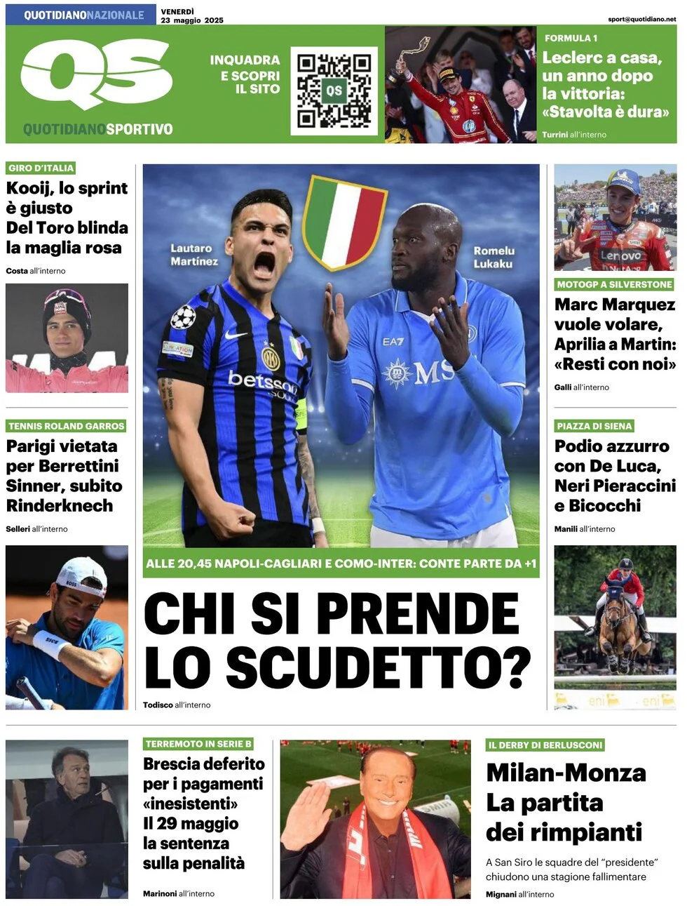 anteprima della prima pagina di QS Quotidiano Sportivo