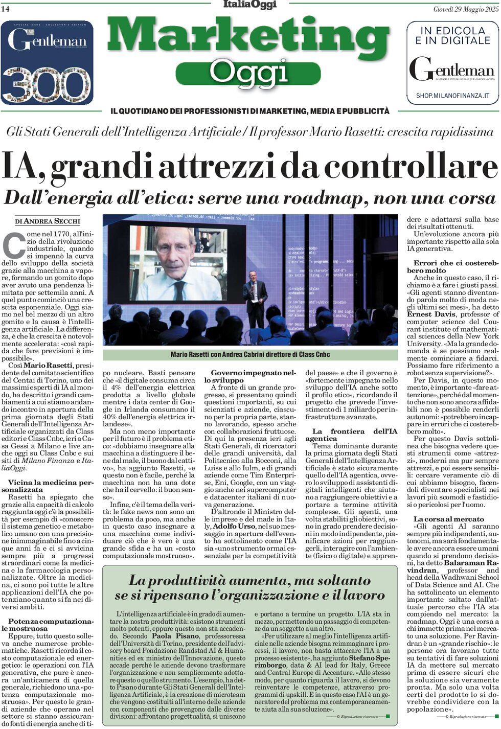 anteprima della prima pagina di marketing-oggi del 29/05/2025