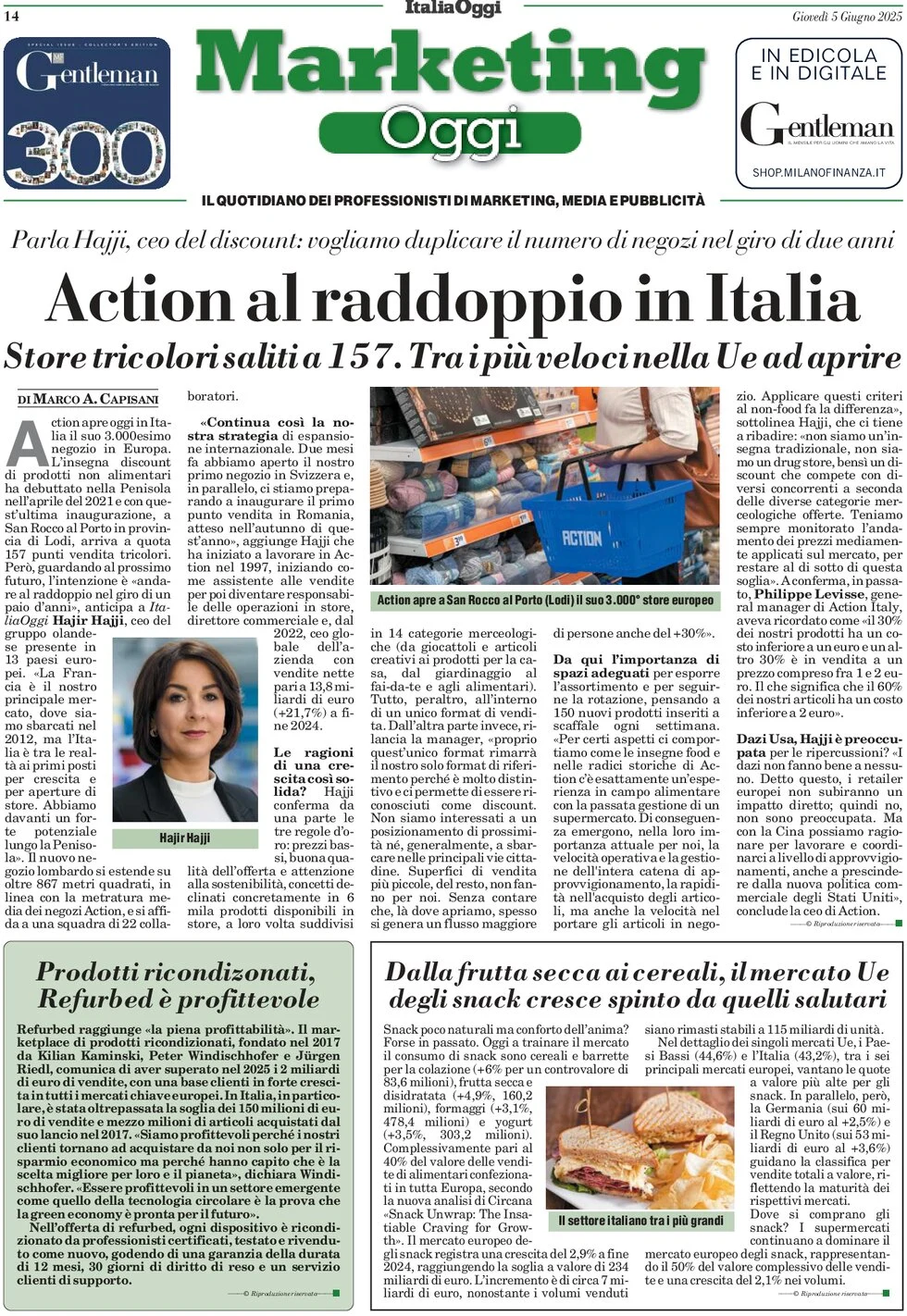 anteprima della prima pagina di marketing-oggi del 05/06/2025