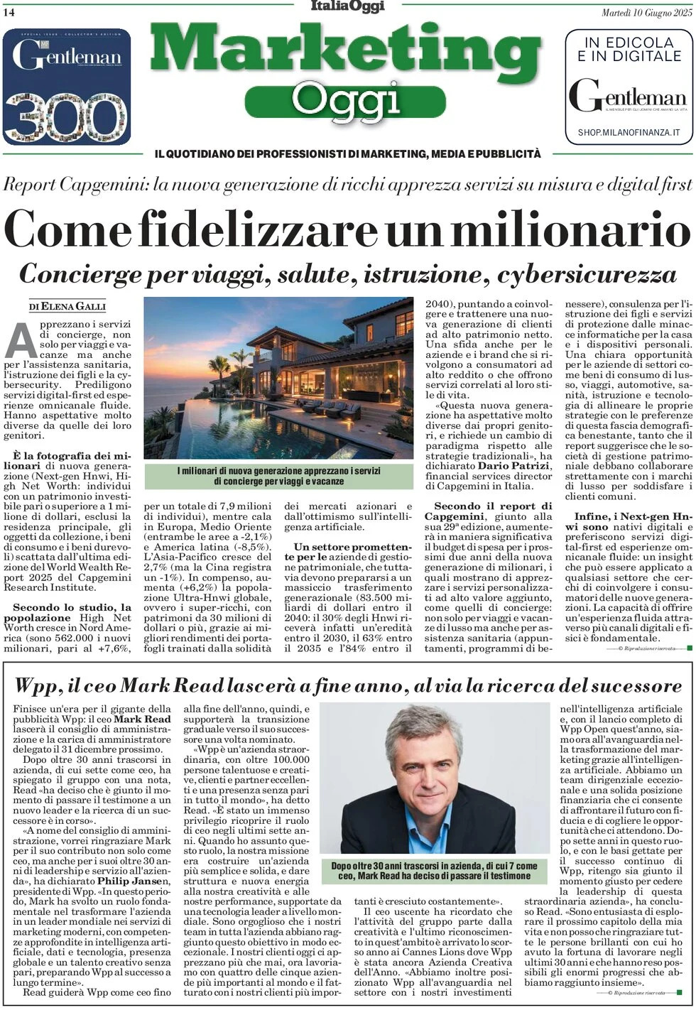anteprima della prima pagina di marketing-oggi del 10/06/2025