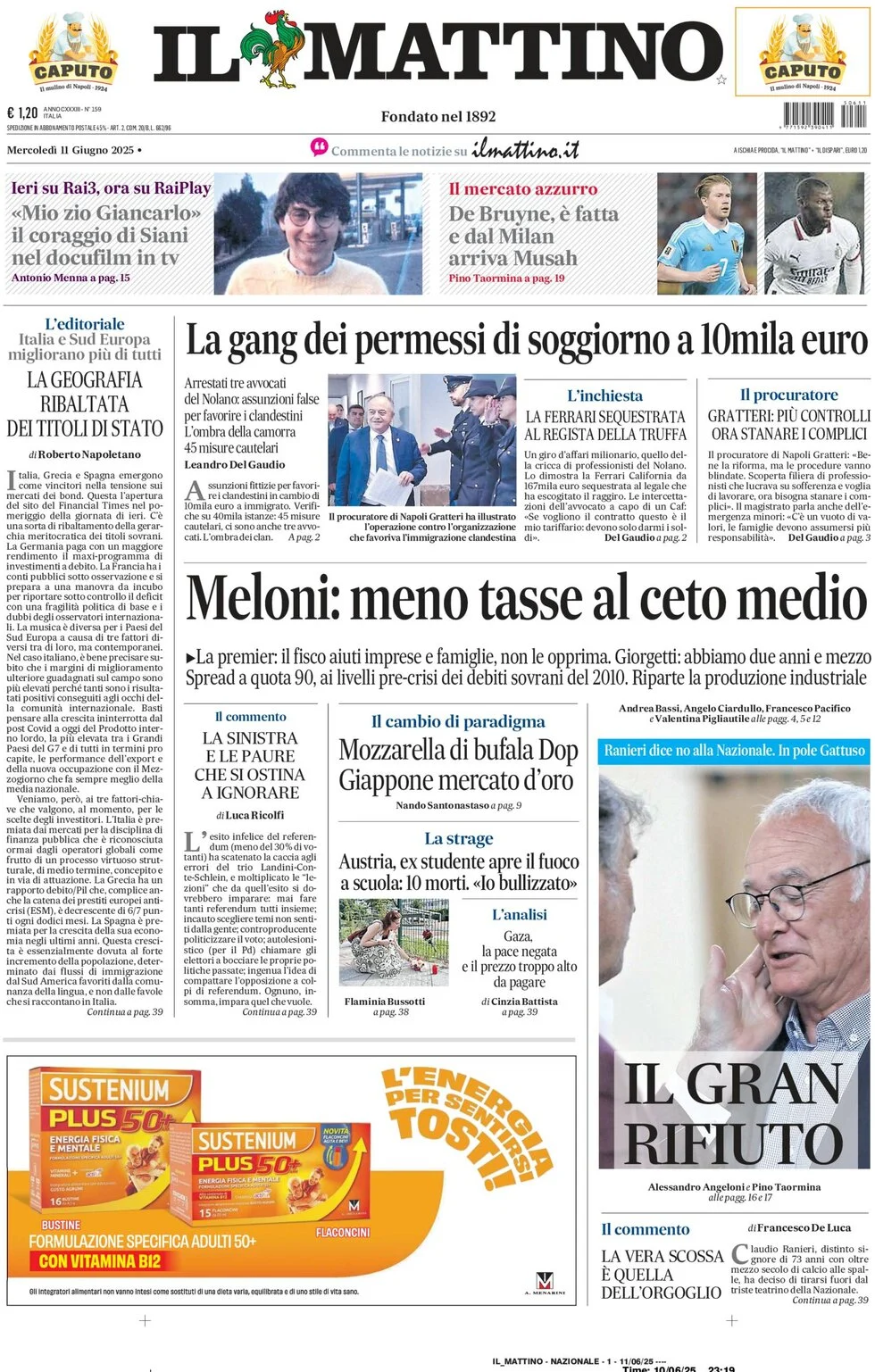 anteprima della prima pagina di il-mattino del 11/06/2025