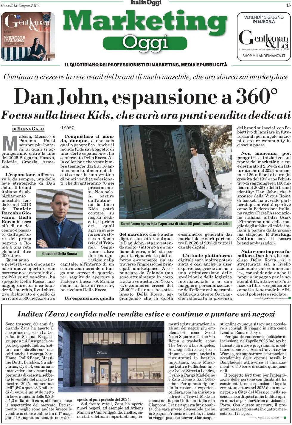 anteprima della prima pagina di Marketing Oggi