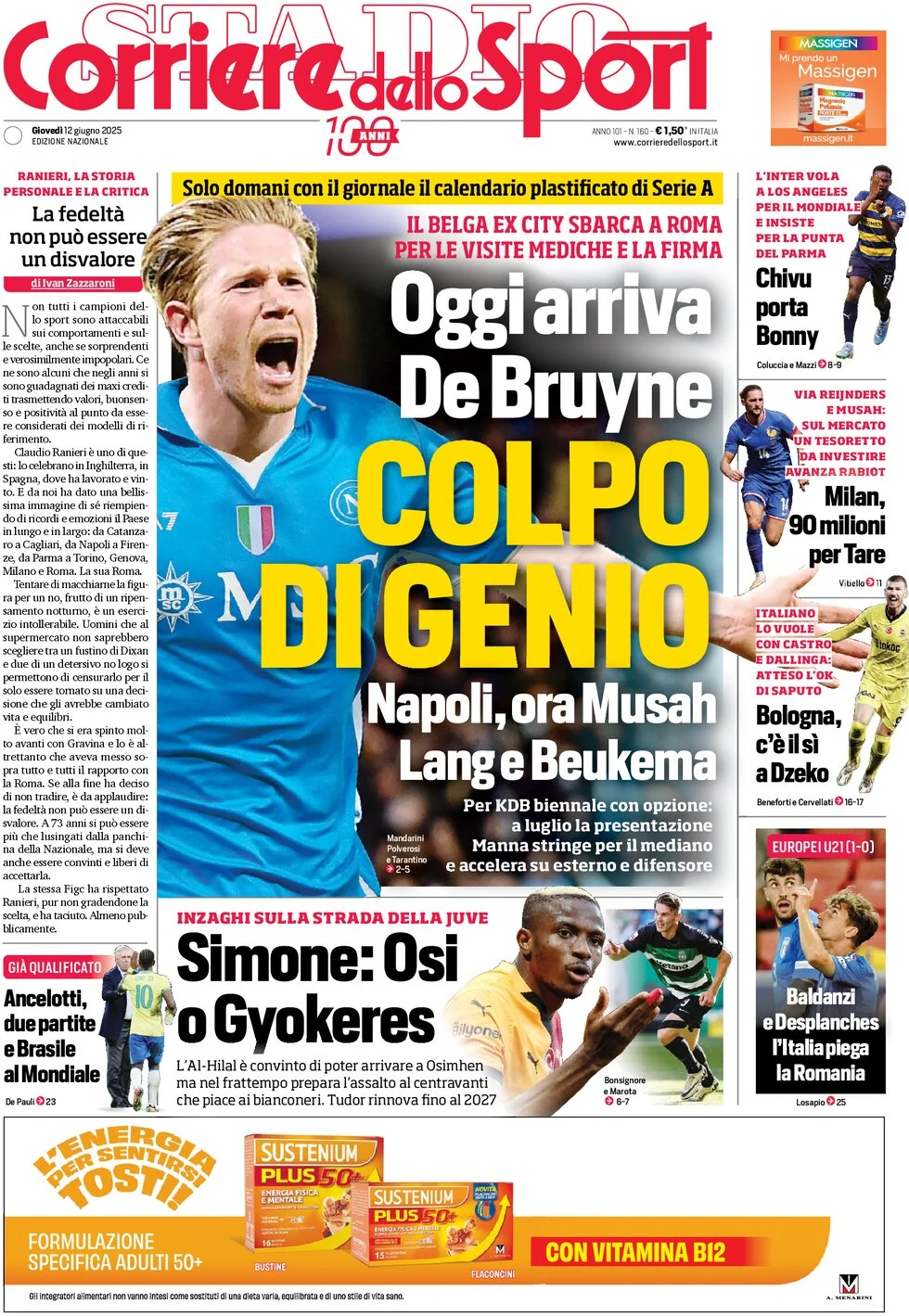 anteprima della prima pagina di Corriere dello Sport