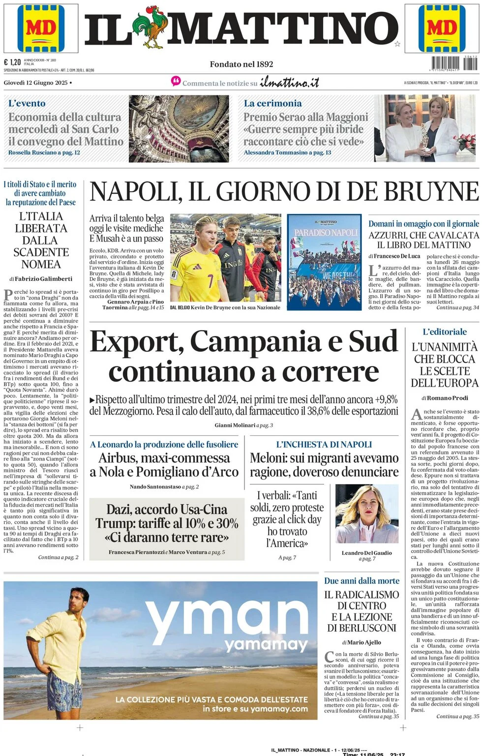 anteprima della prima pagina di Il Mattino