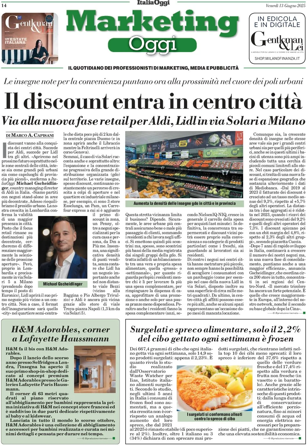 anteprima della prima pagina di marketing-oggi del 13/06/2025