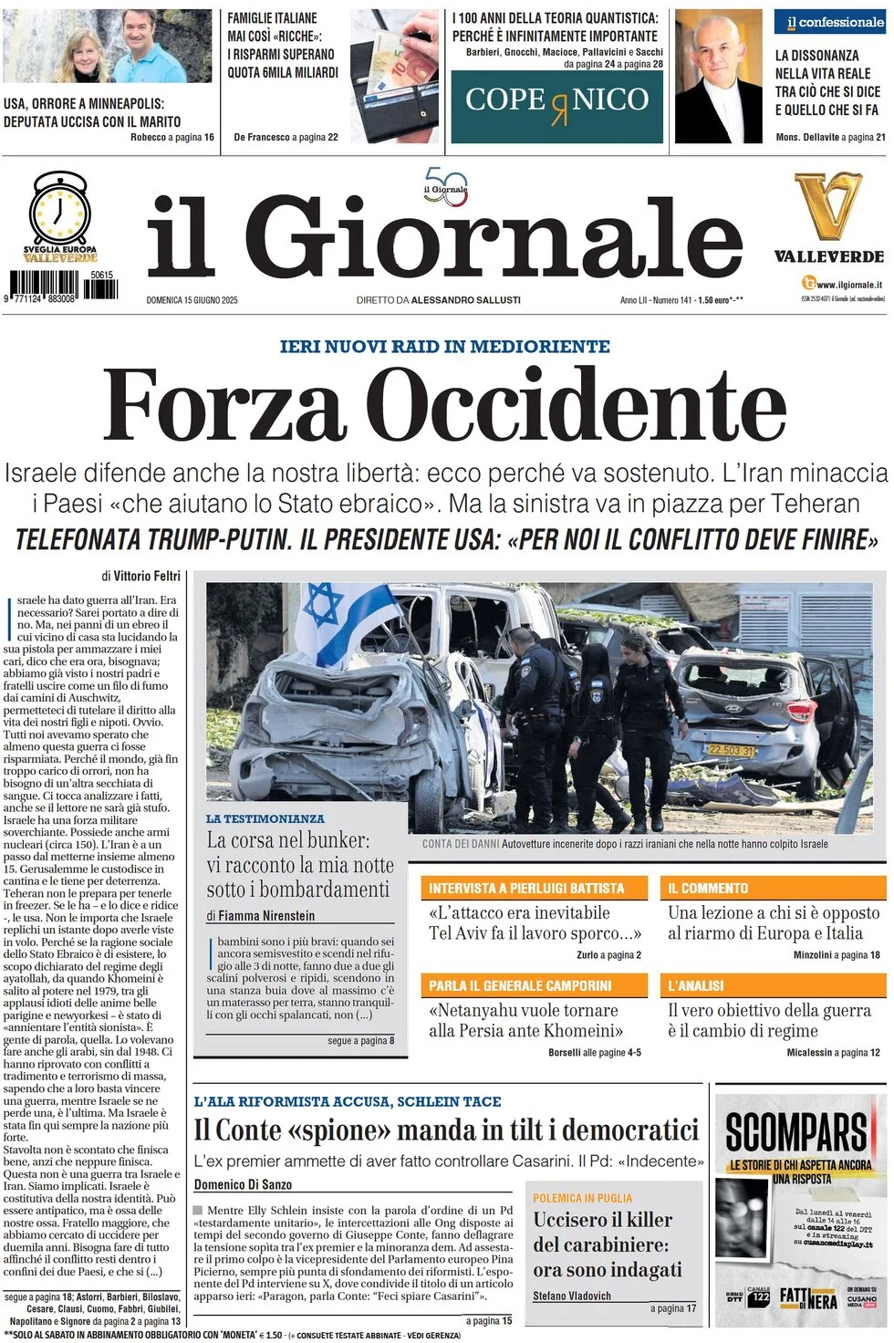 anteprima della prima pagina di Il Giornale
