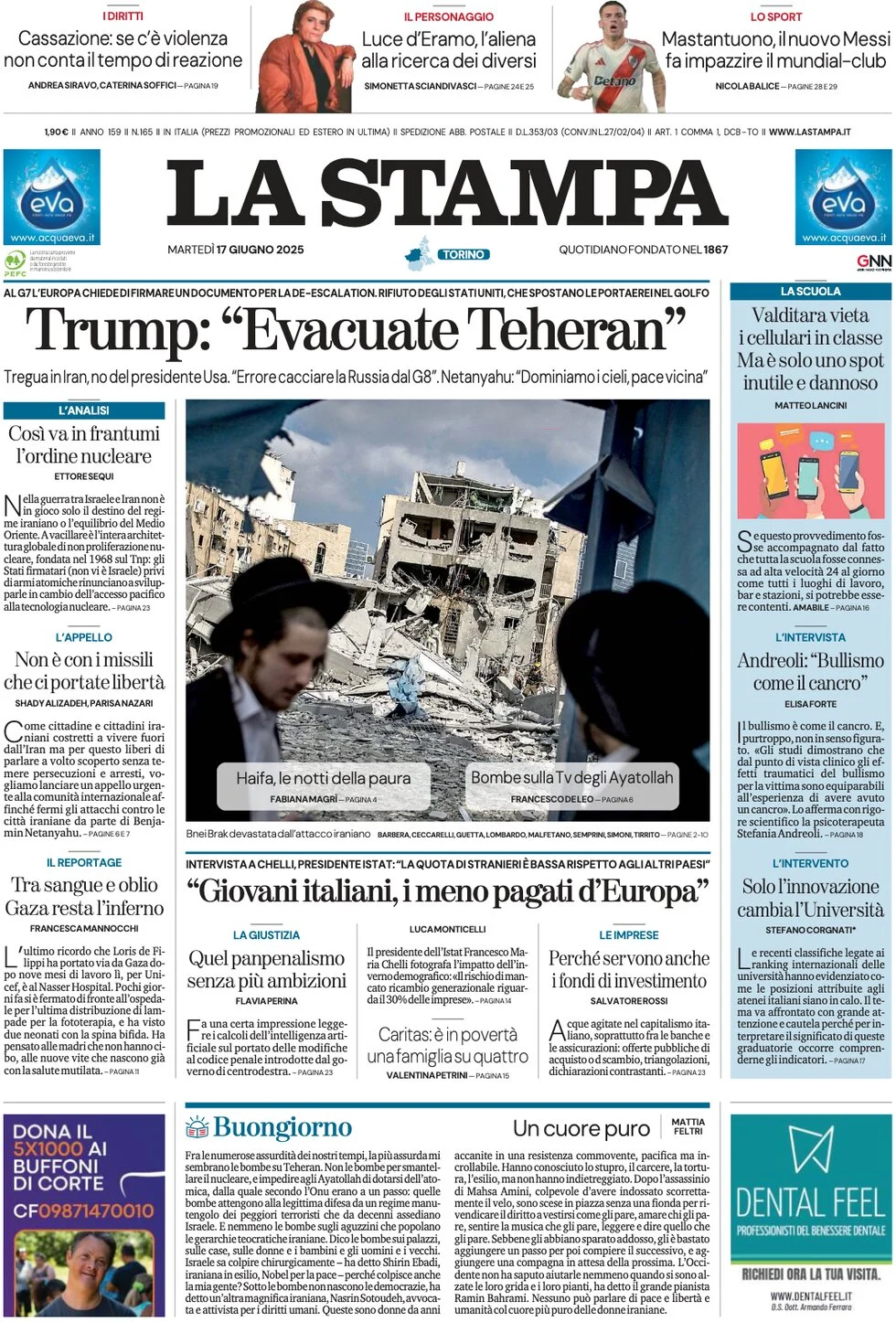anteprima della prima pagina di la-stampa del 17/06/2025