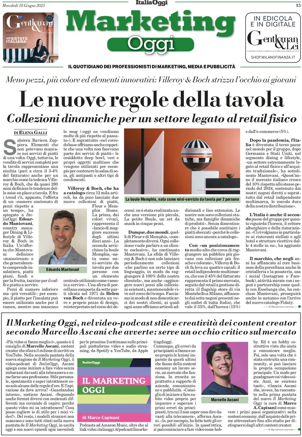 anteprima della prima pagina di marketing-oggi del 18/06/2025