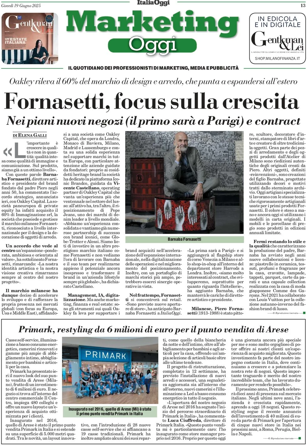 anteprima della prima pagina di marketing-oggi del 19/06/2025