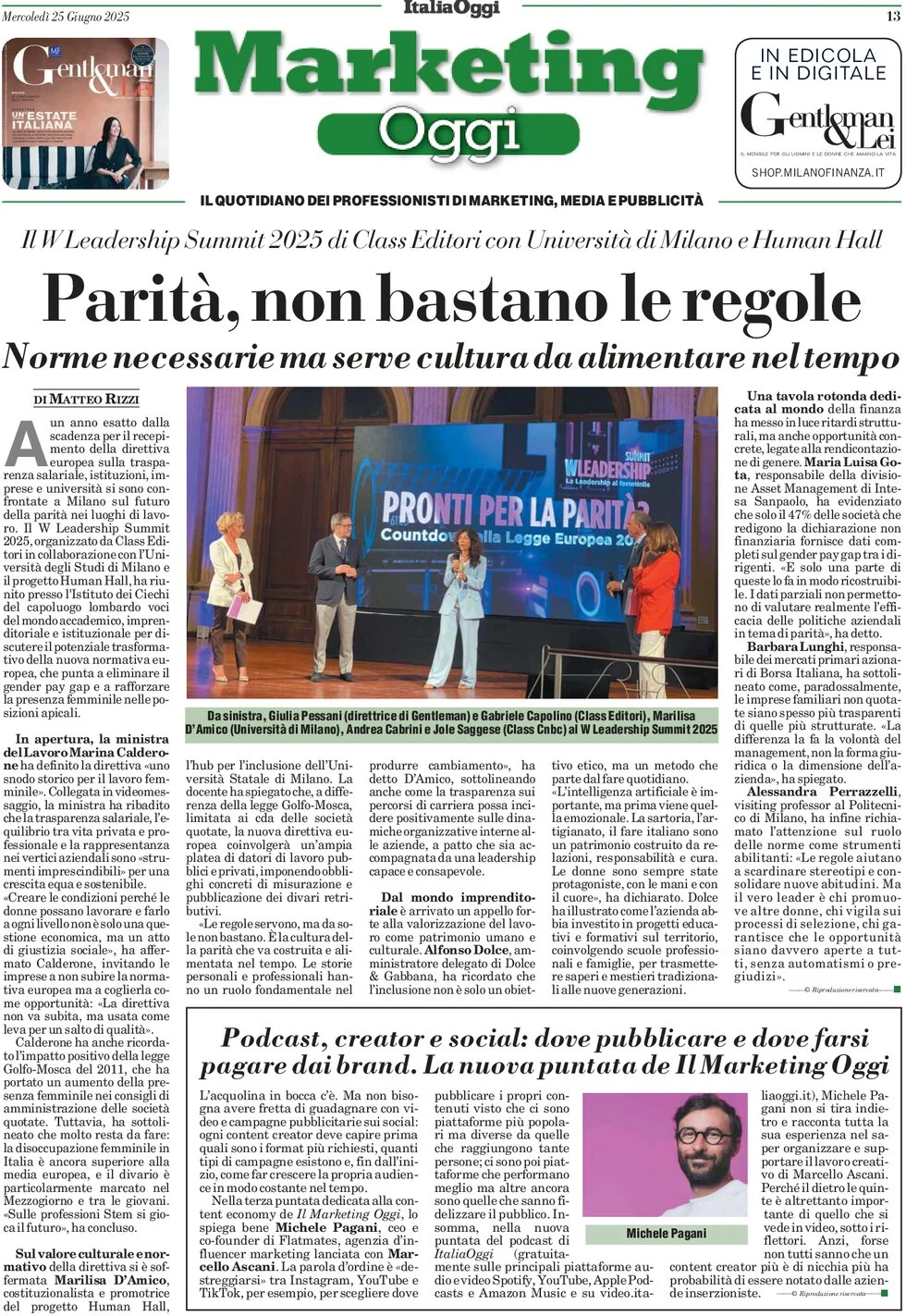 anteprima della prima pagina di marketing-oggi del 25/06/2025