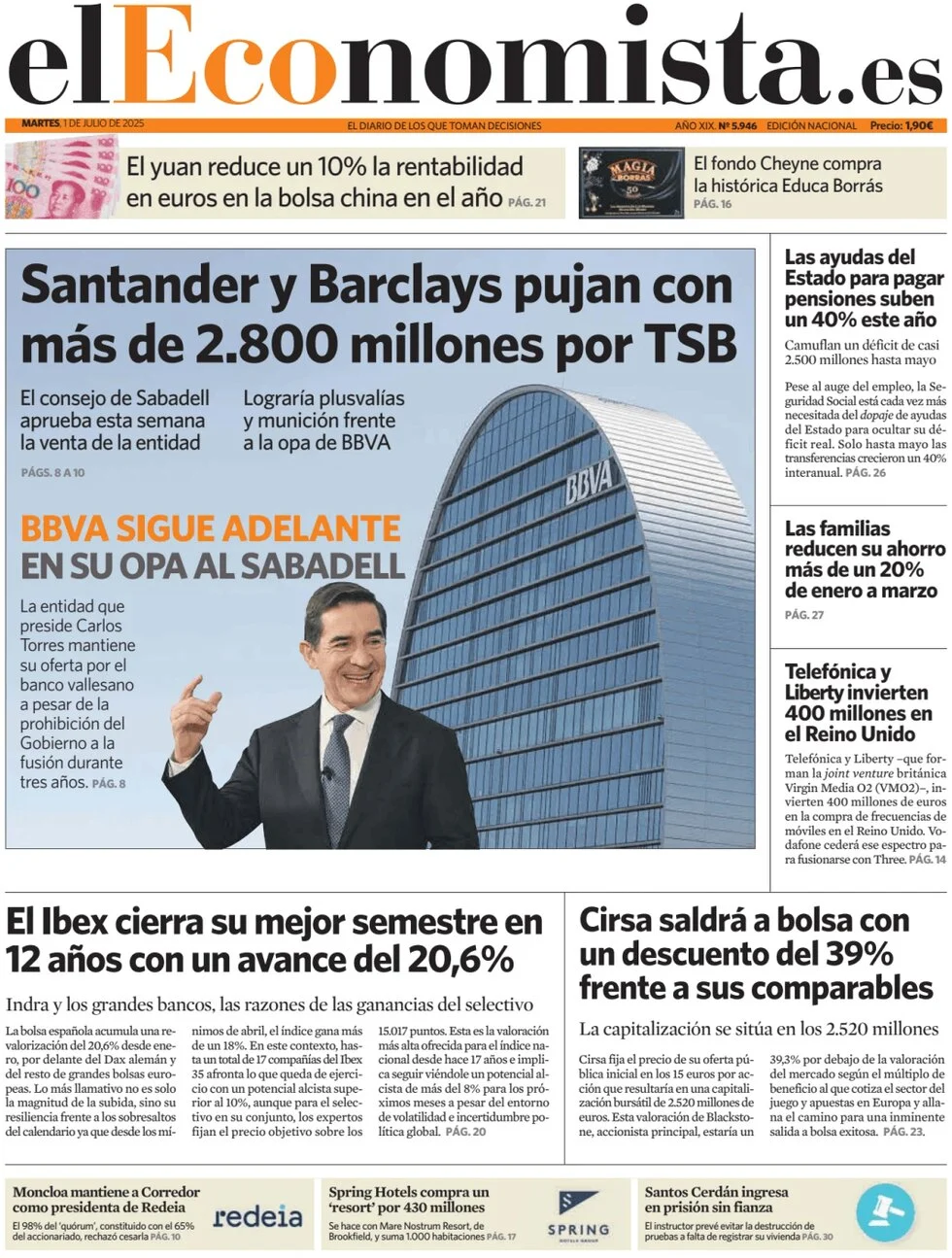 anteprima della prima pagina di el-economista del 01/07/2025