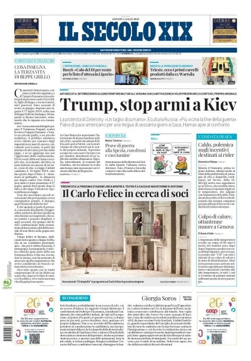 anteprima della prima pagina di Il Secolo XIX